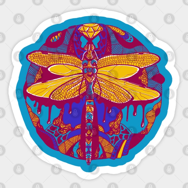 Triad Circle of the Dragonfly Sticker by kenallouis